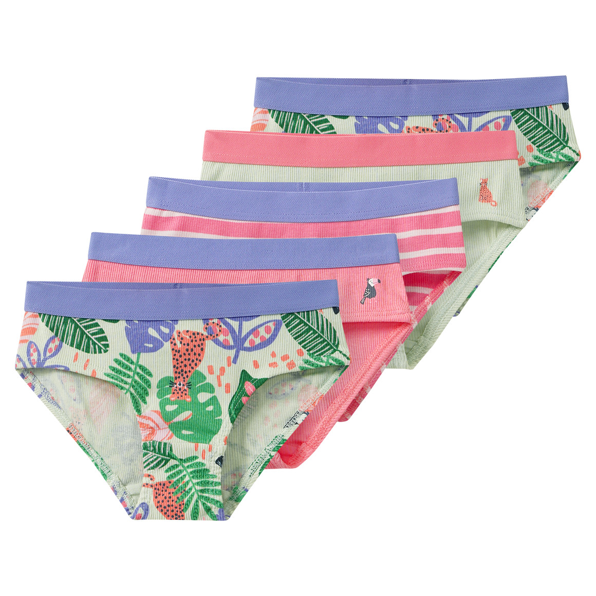 5 Mädchen Slips mit Rippstrukur