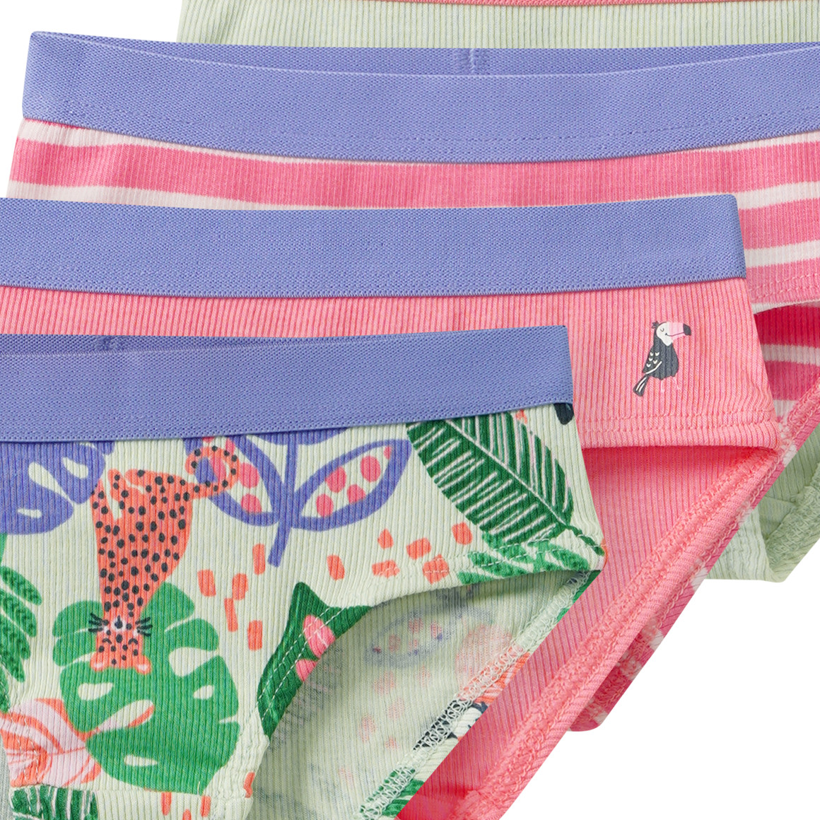 5 Mädchen Slips mit Rippstrukur