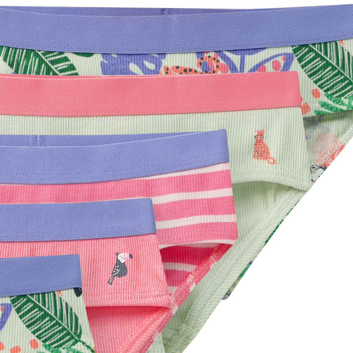 5 Mädchen Slips mit Rippstrukur