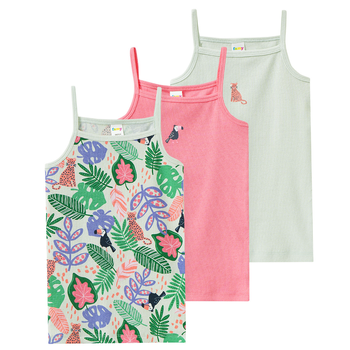 3 Mädchen Unterhemden mit Rippstruktur