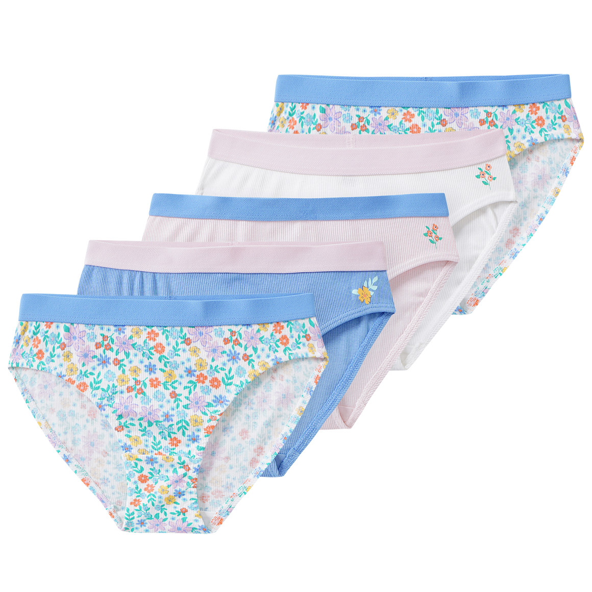 5 Mädchen Slips mit Rippstrukur