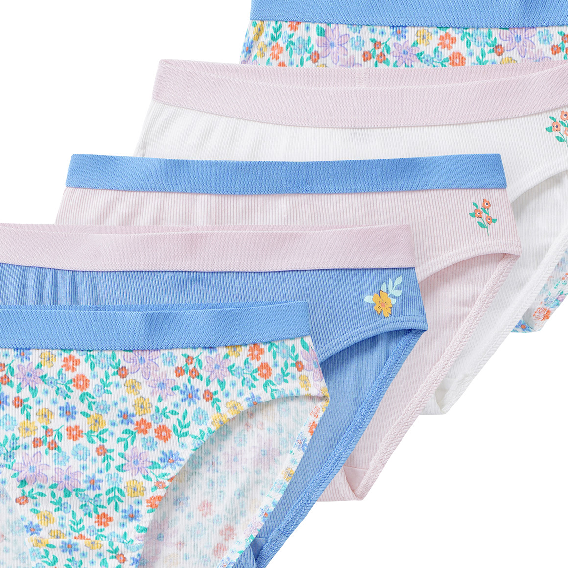 5 Mädchen Slips mit Rippstrukur