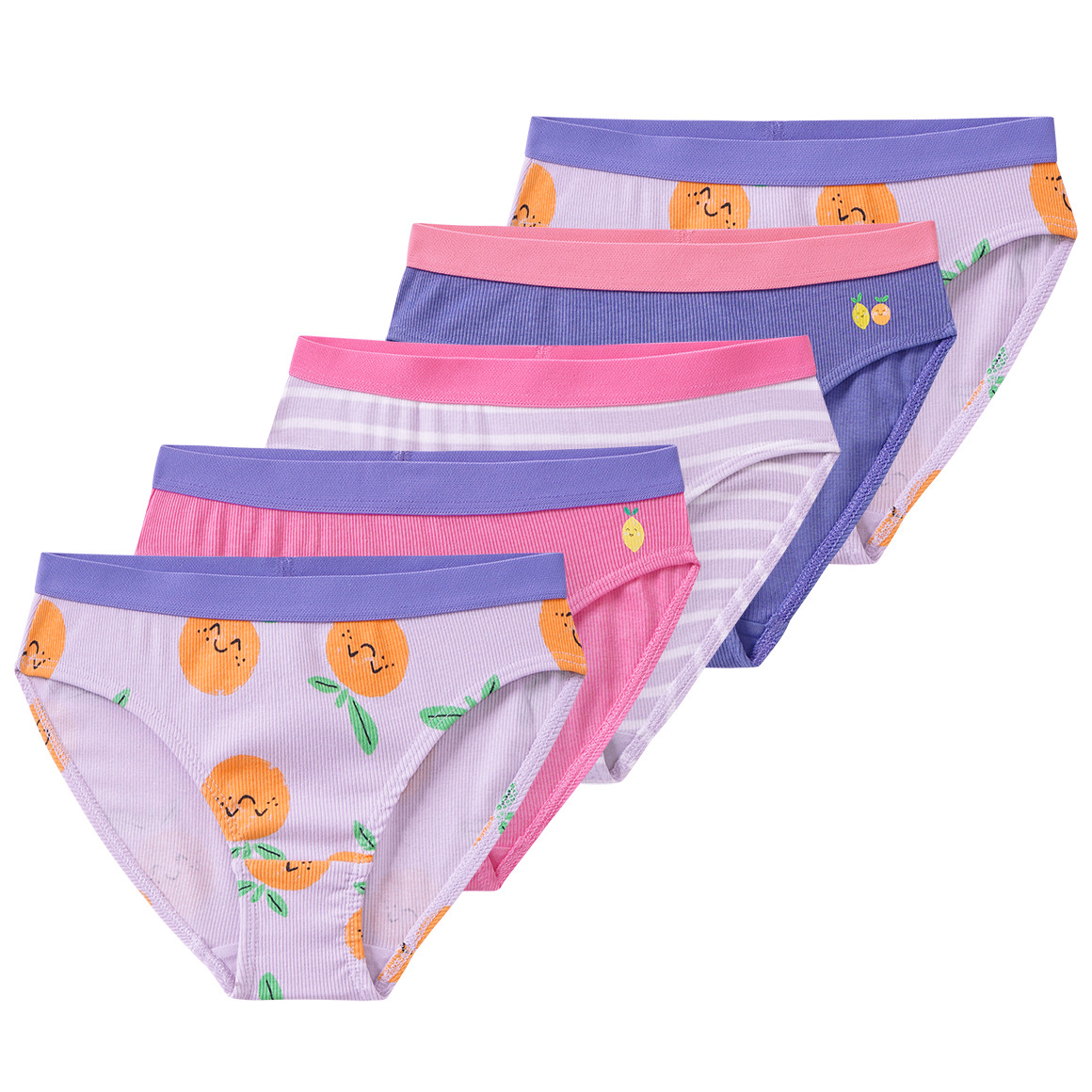 5 Mädchen Slips mit Rippstrukur