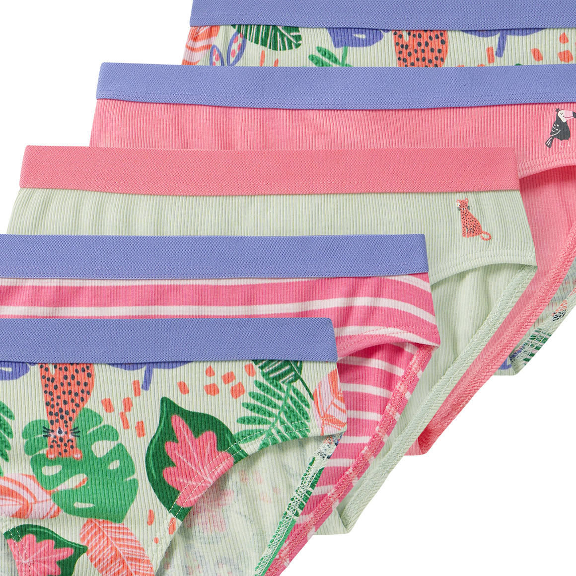 5 Mädchen Slips mit Rippstrukur