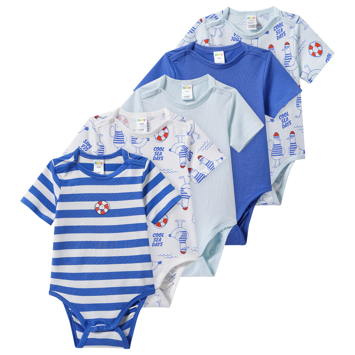 5 Baby Bodys im Set