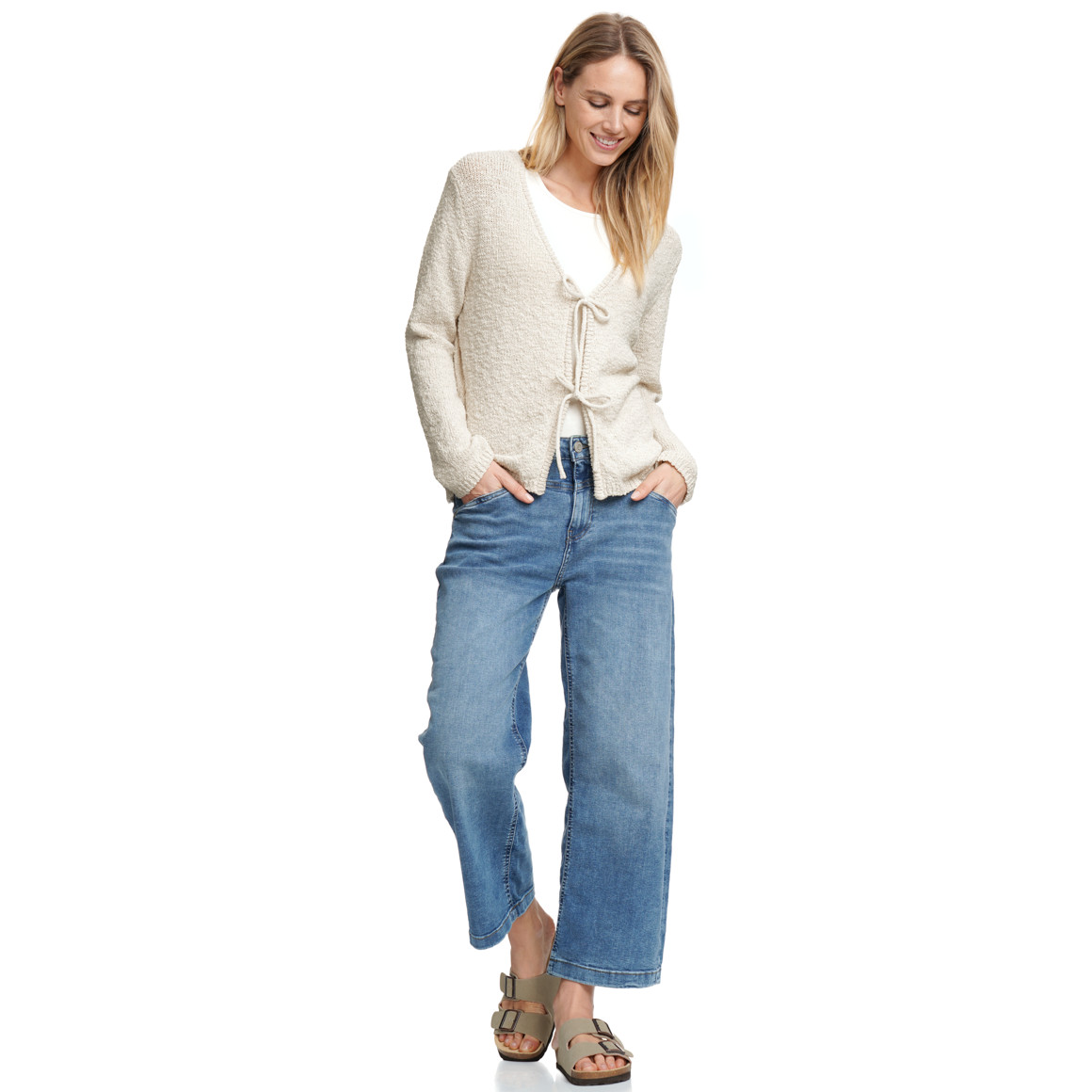 Damen Strickjacke mit Bindebändern