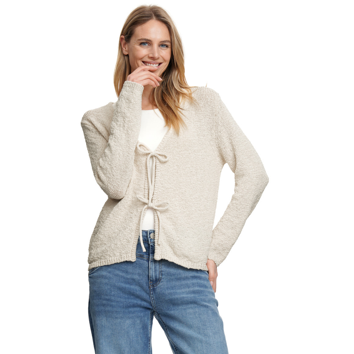 Damen Strickjacke mit Bindebändern