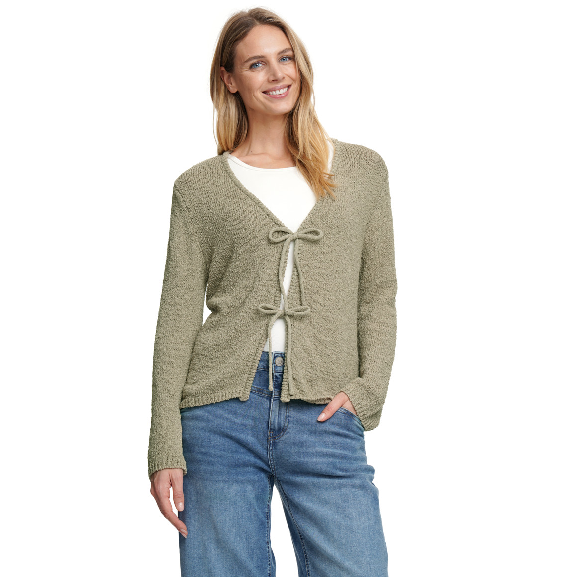 Damen Strickjacke mit Bindebändern