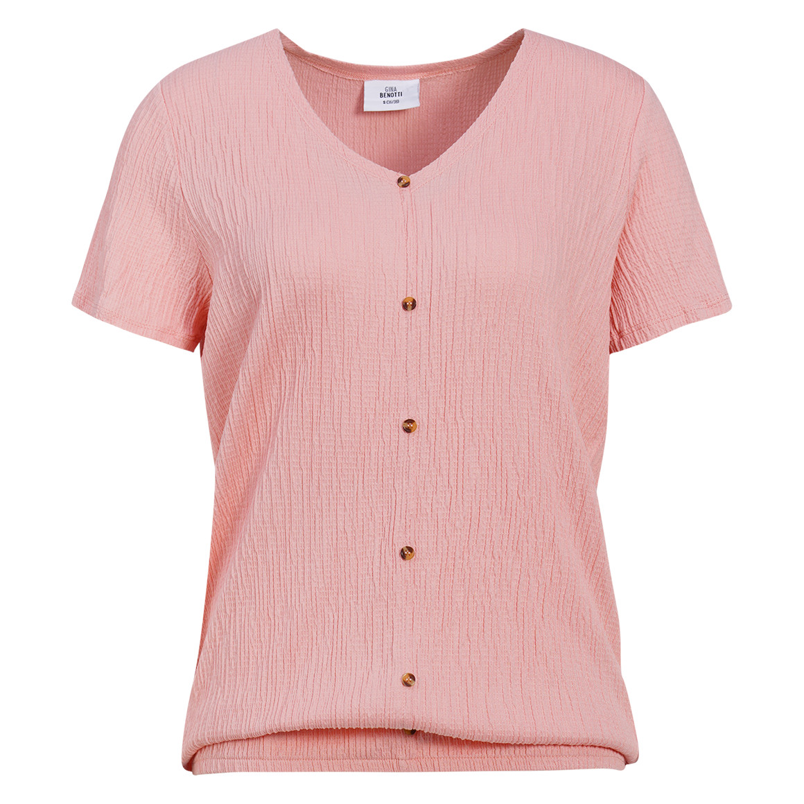 Damen T-Shirt in gekreppter Struktur