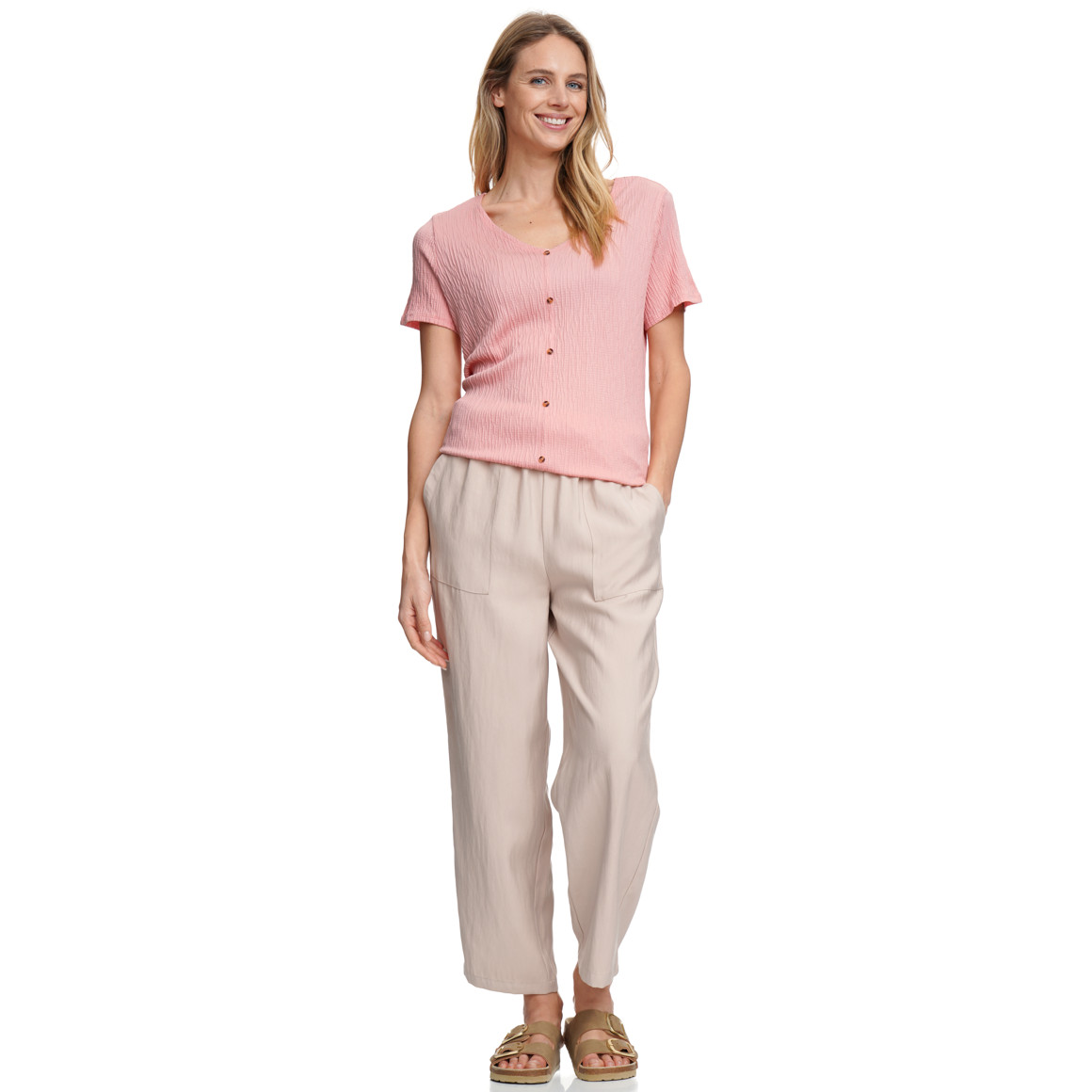 Damen T-Shirt in gekreppter Struktur