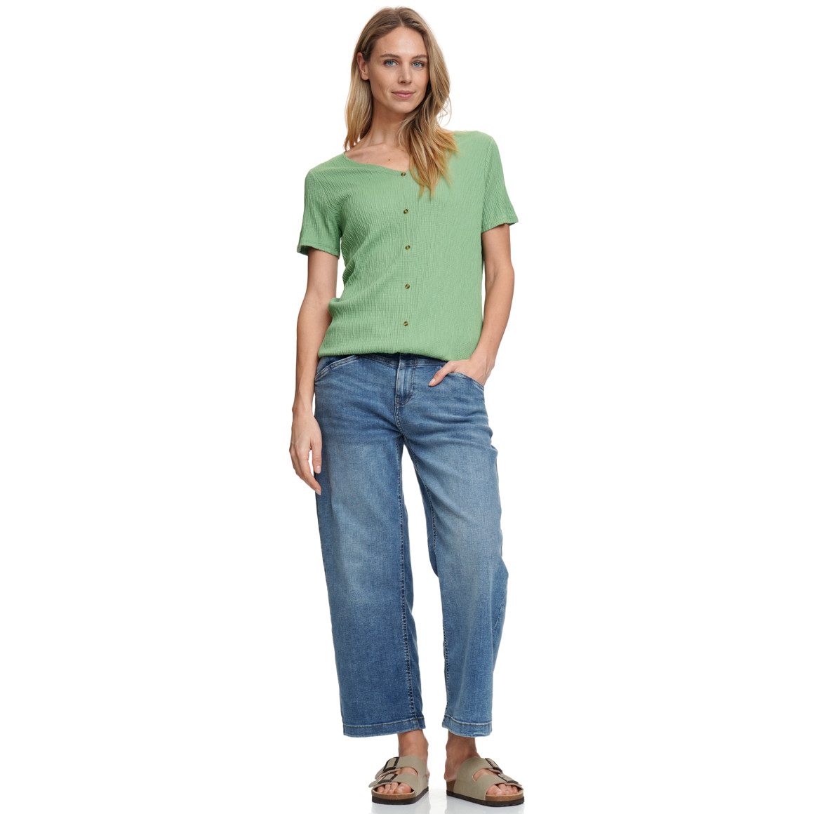 Damen T-Shirt in gekreppter Struktur