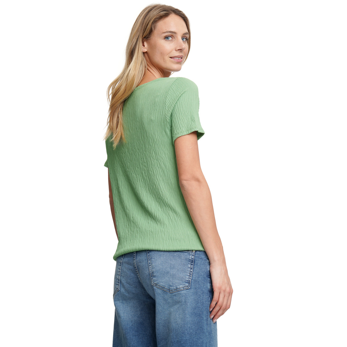 Damen T-Shirt in gekreppter Struktur
