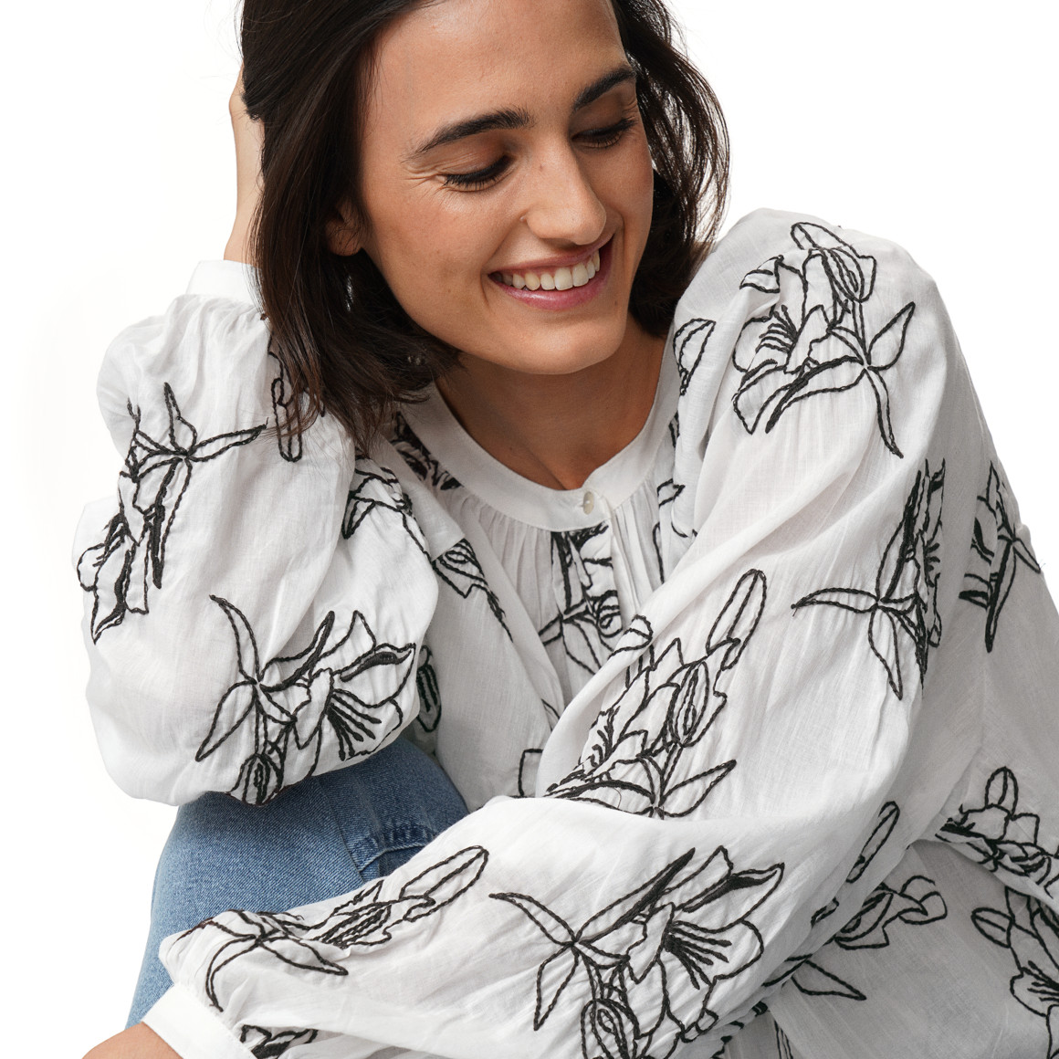 Damen Bluse mit Stickerei