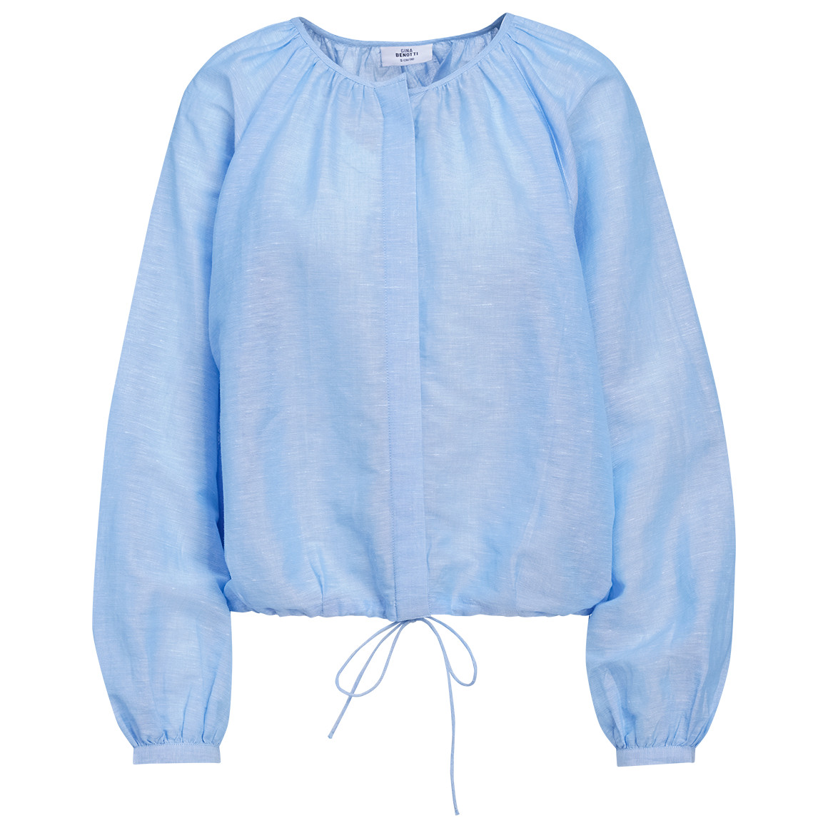 Damen Leinen-Bluse mit Tunnelzug