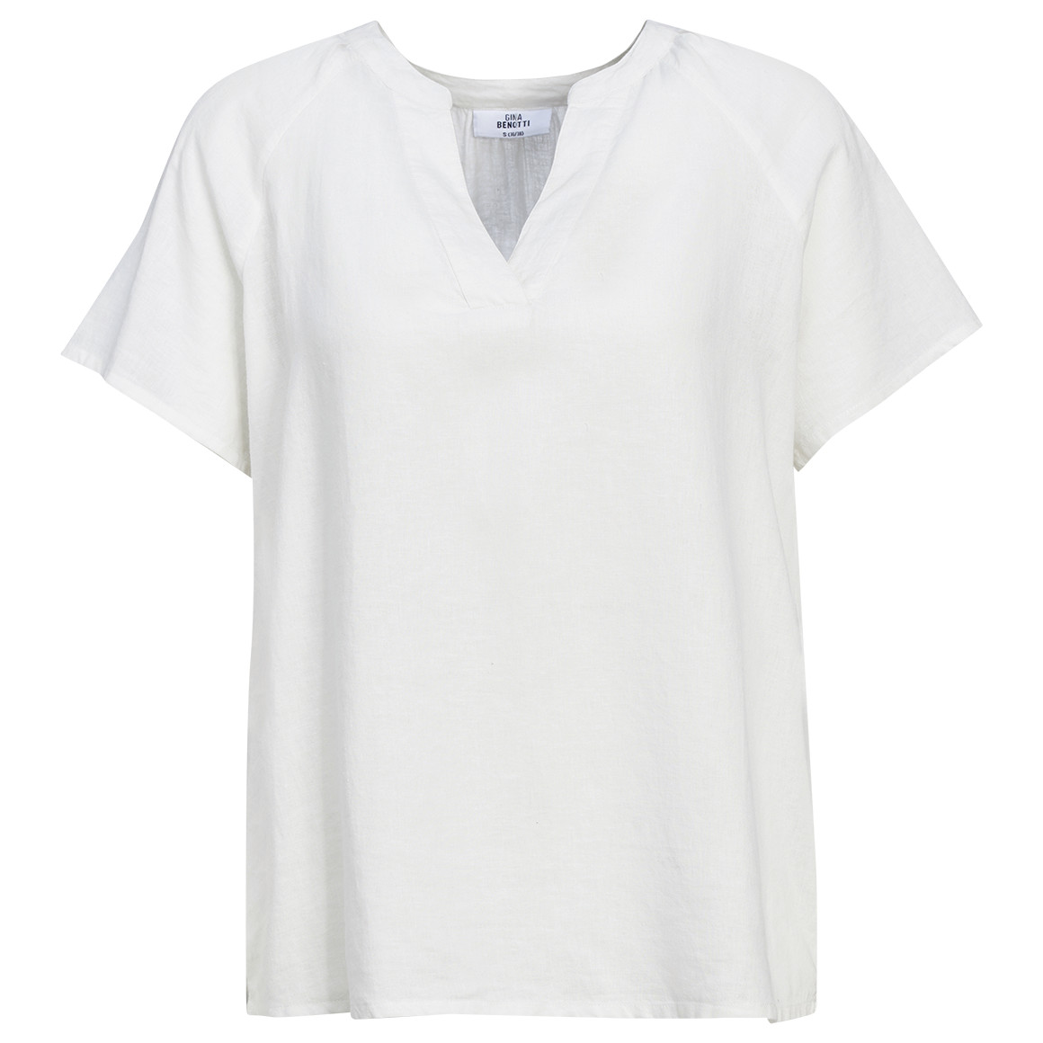 Damen Leinen-Bluse mit Serafino-Ausschnitt