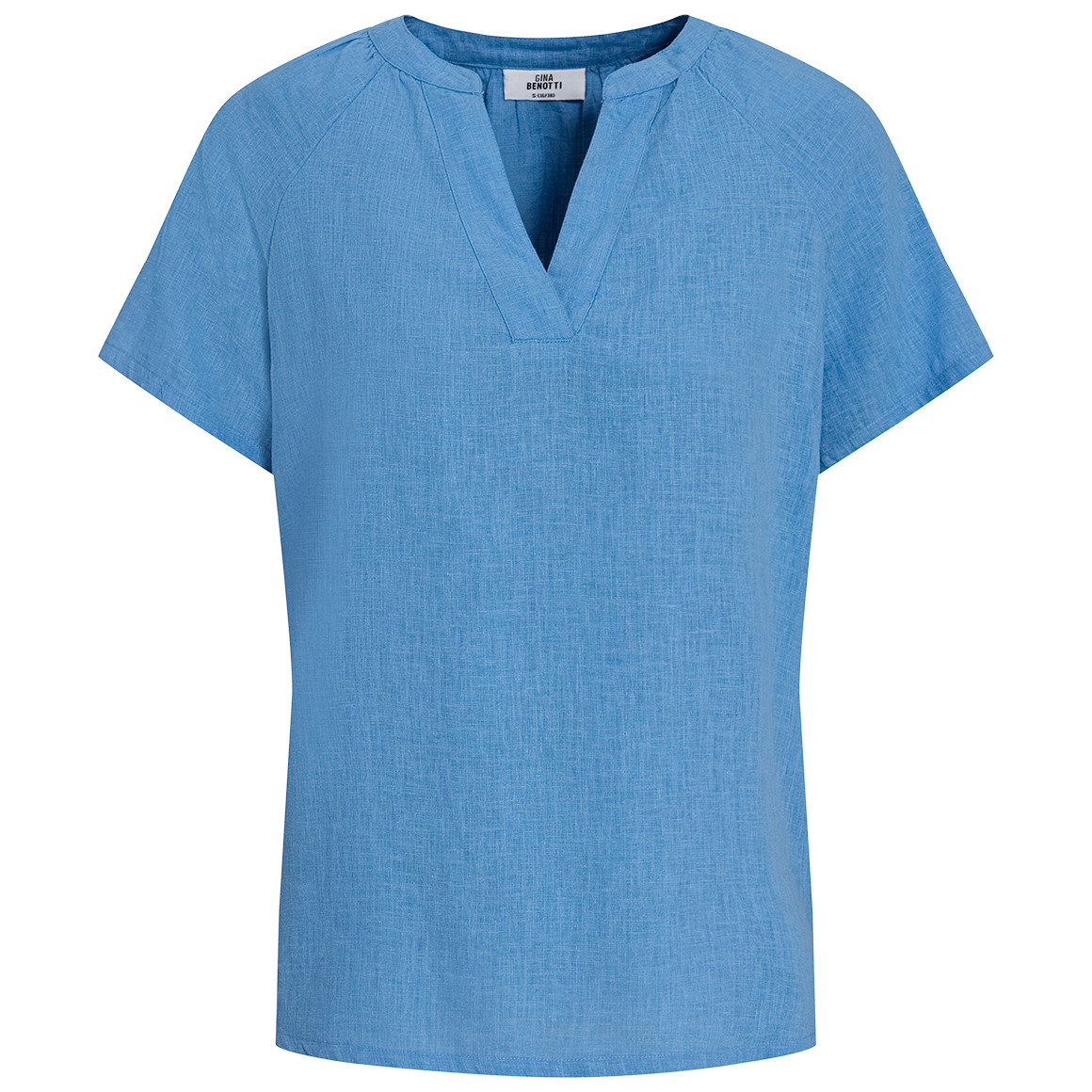 Damen Leinen-Bluse mit Serafino-Ausschnitt