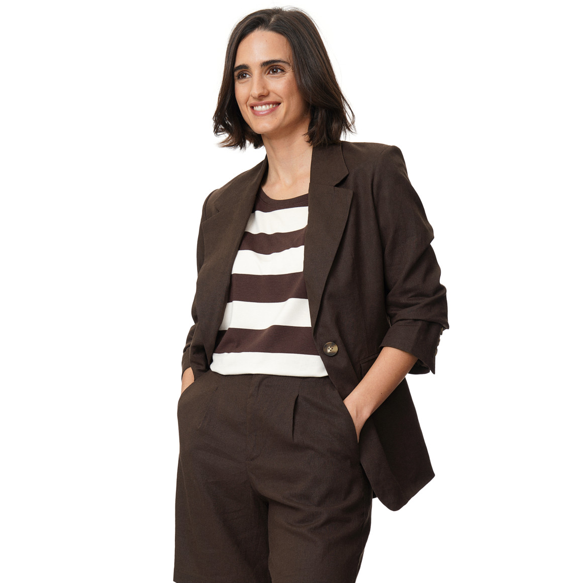 Damen Leinen-Blazer mit Reverskragen