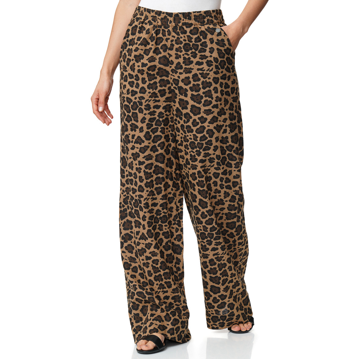 Damen Leinen-Hose im Leo-Look
