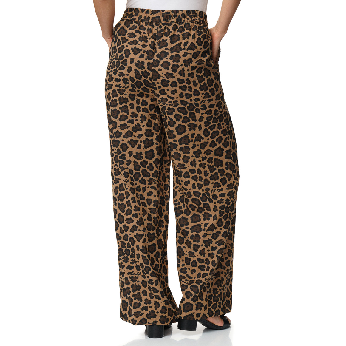 Damen Leinen-Hose im Leo-Look