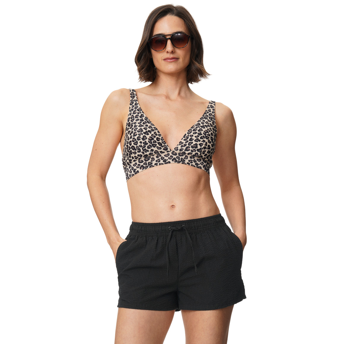 Damen Bade-Shorts mit Seersucker-Struktur