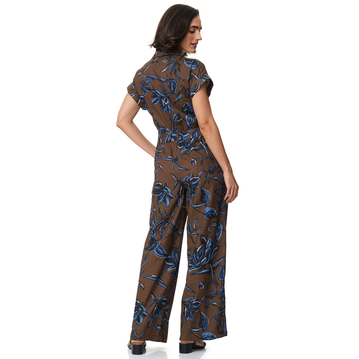 Damen Leinen-Jumpsuit mit Allover-Muster