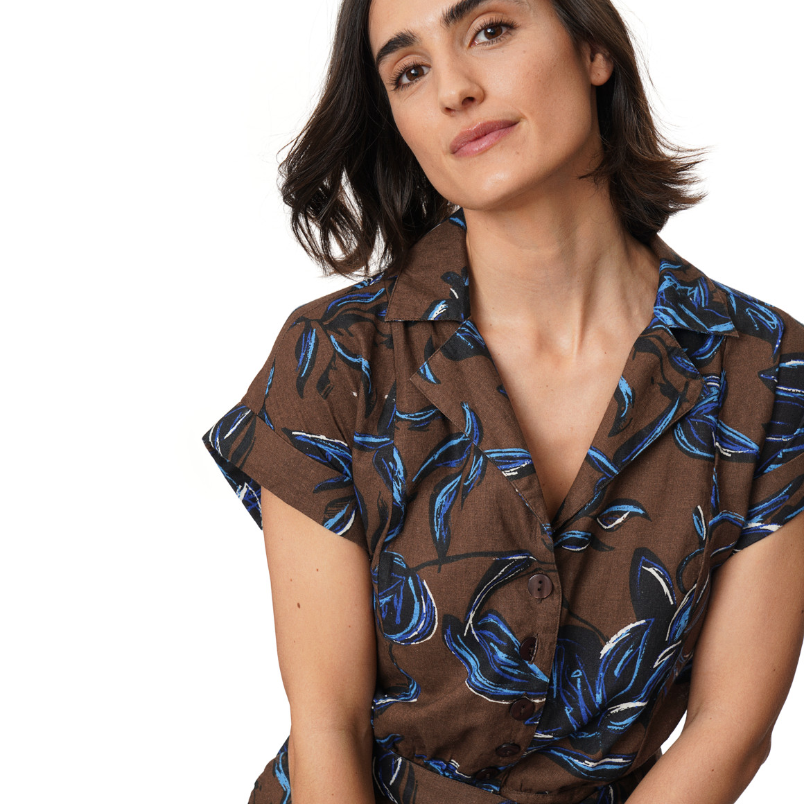 Damen Leinen-Jumpsuit mit Allover-Muster