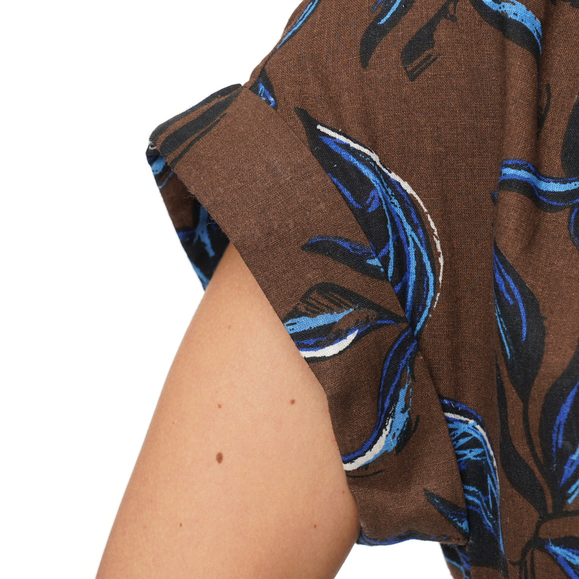 Damen Leinen-Jumpsuit mit Allover-Muster