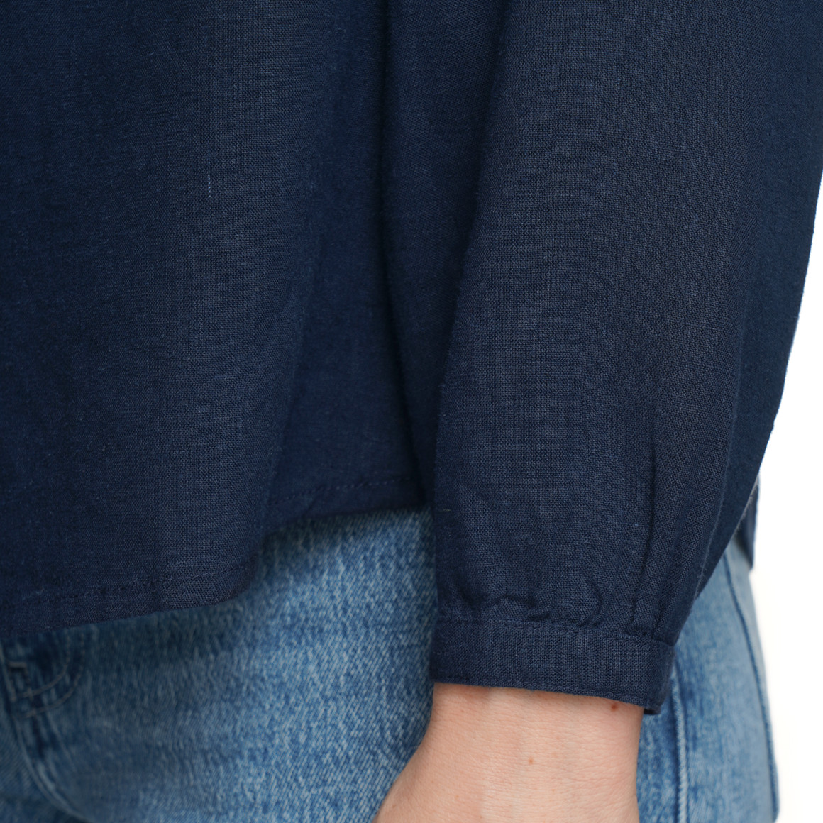 Damen Leinen-Bluse unifarben