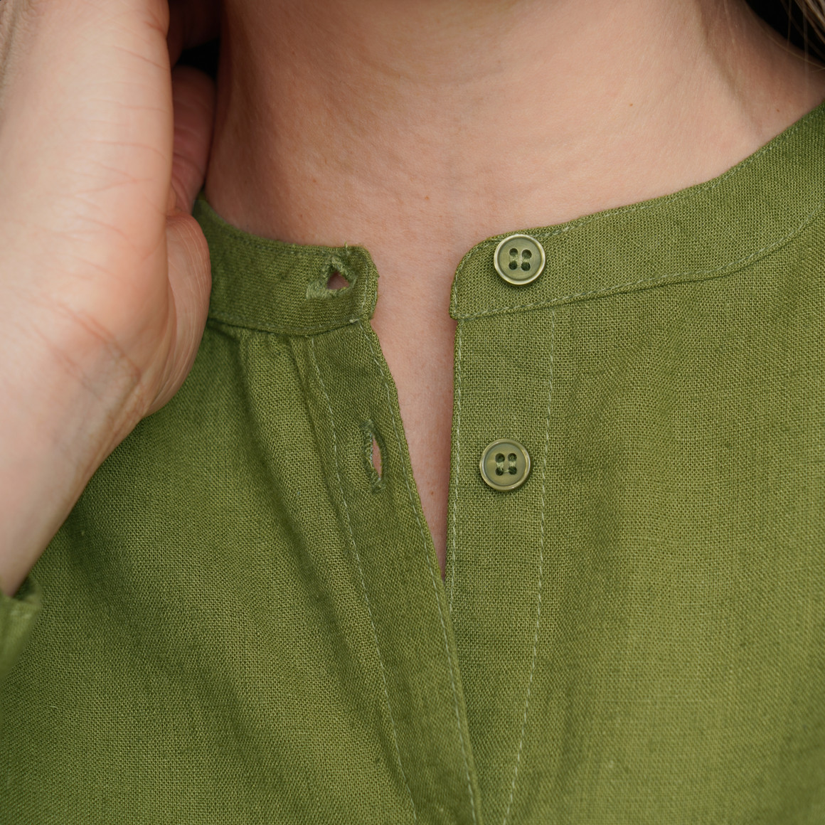 Damen Leinen-Bluse unifarben