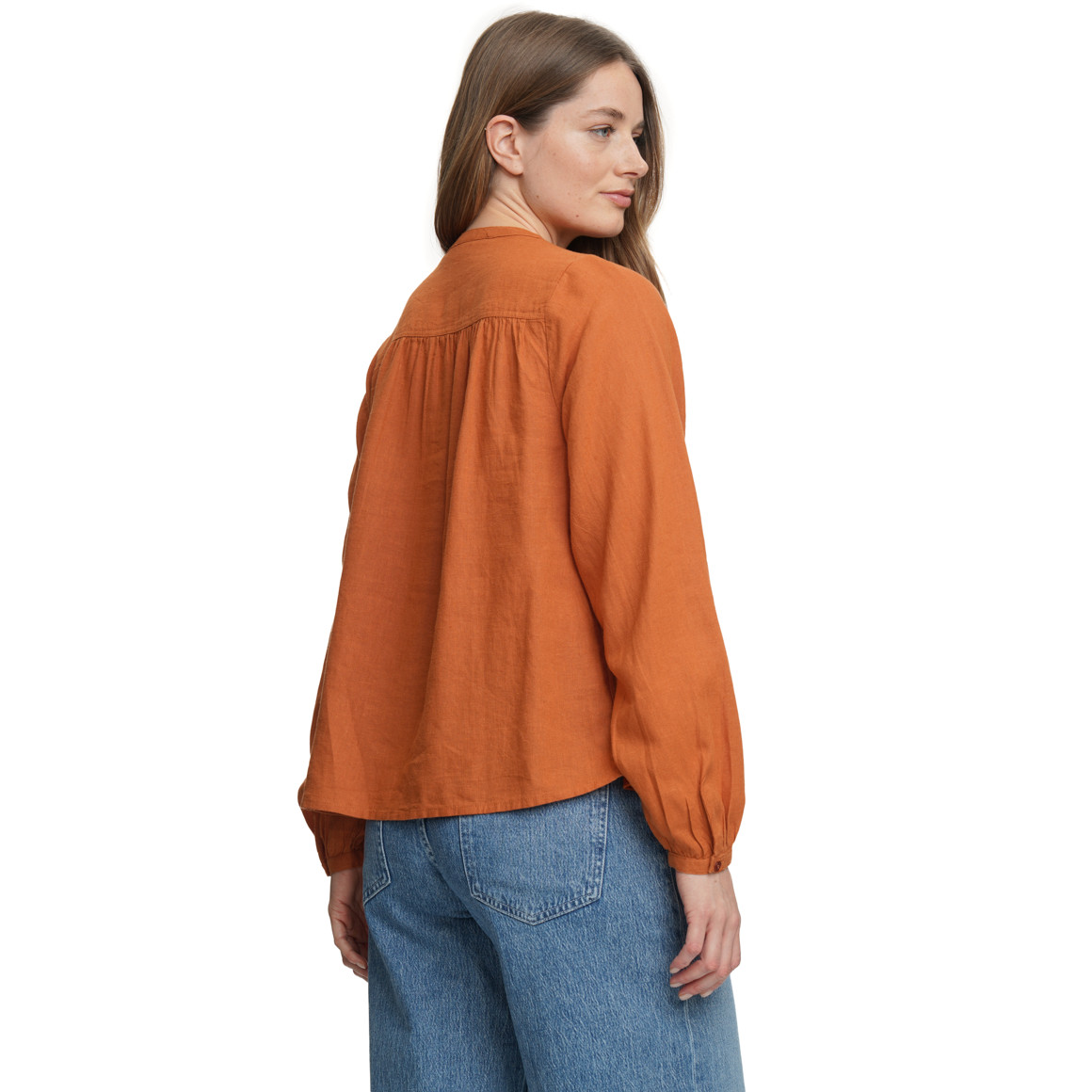 Damen Leinen-Bluse unifarben