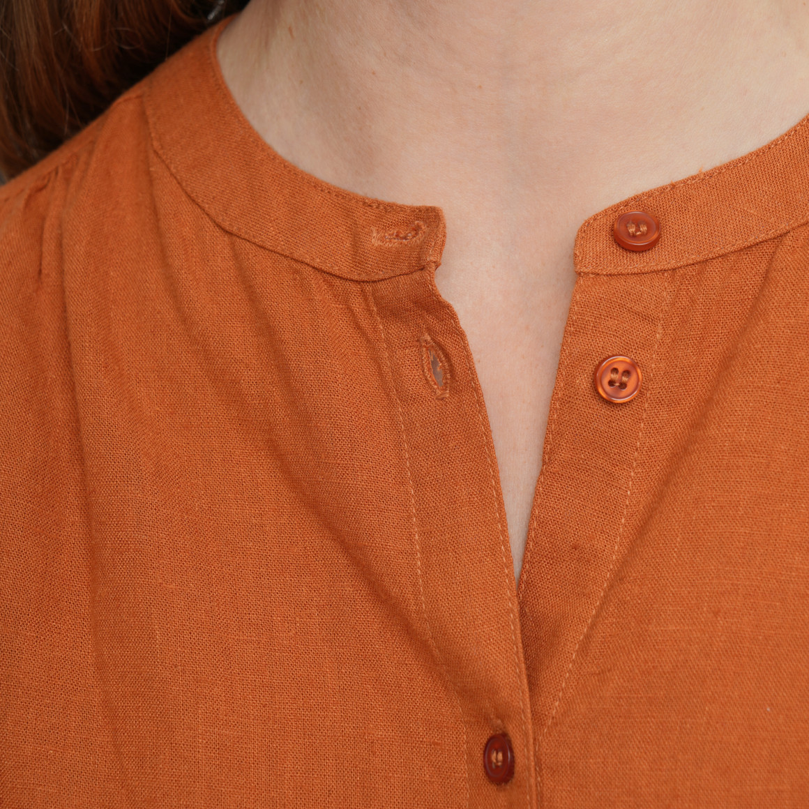 Damen Leinen-Bluse unifarben