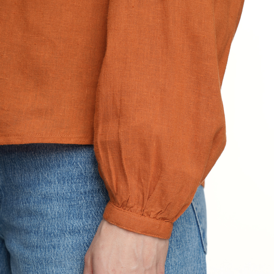 Damen Leinen-Bluse unifarben