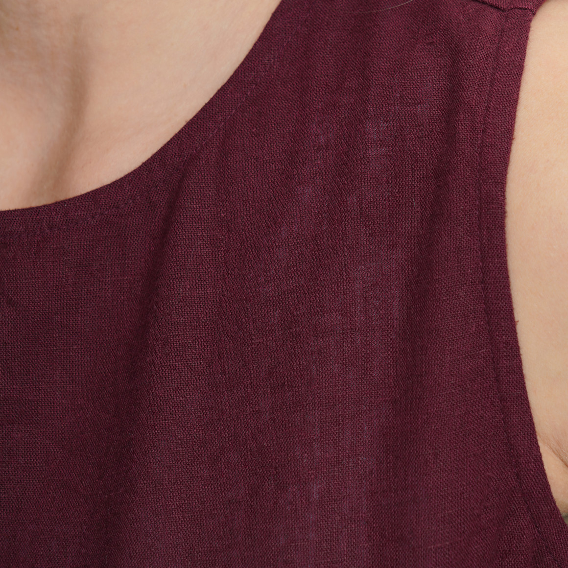 Damen Leinen-Top unifarben