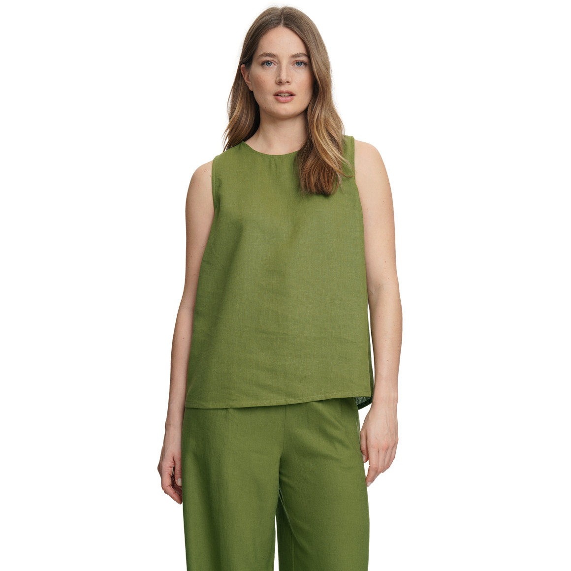 Damen Leinen-Top unifarben