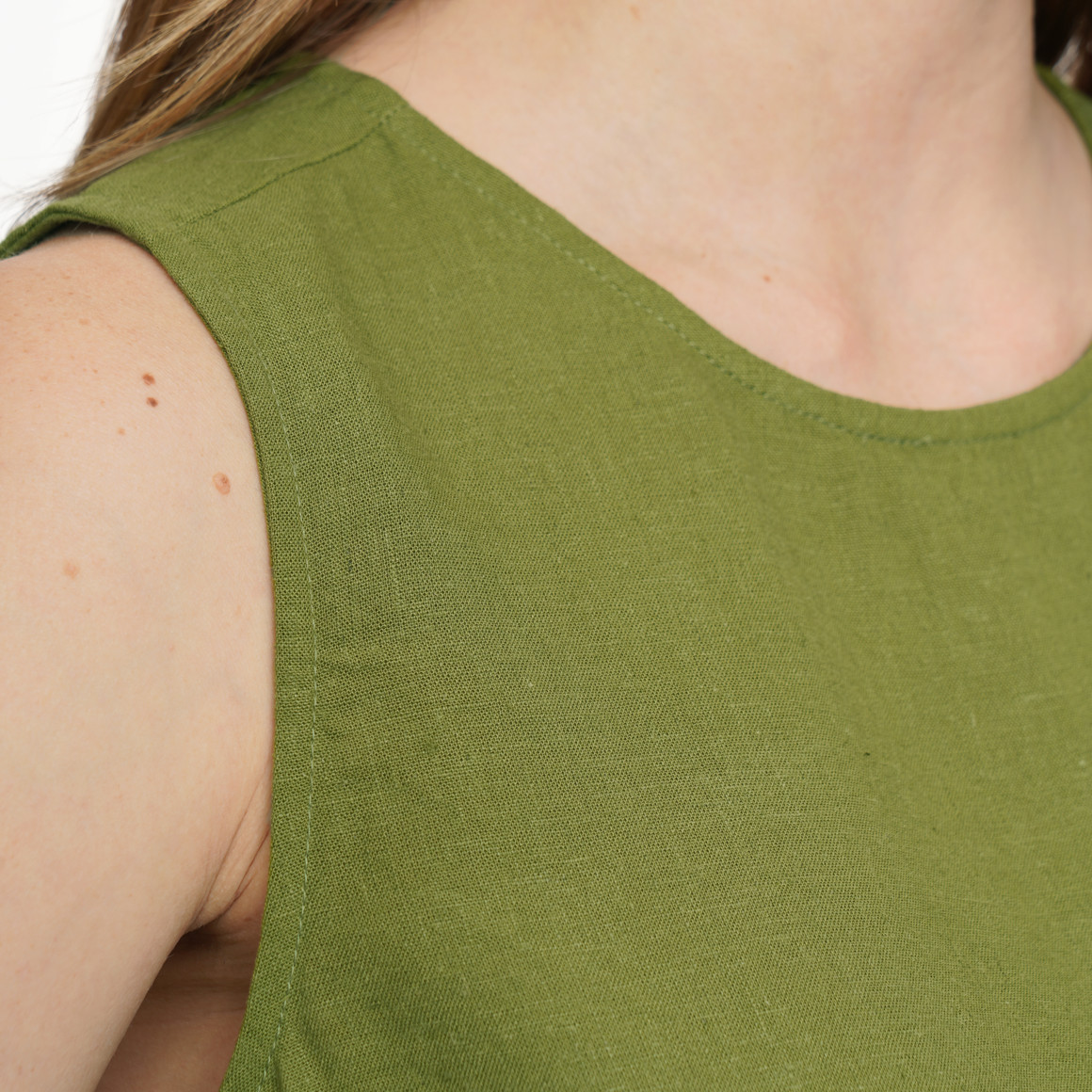 Damen Leinen-Top unifarben