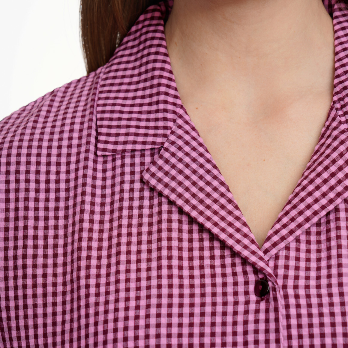 Damen Seersucker-Bluse mit Stickerei