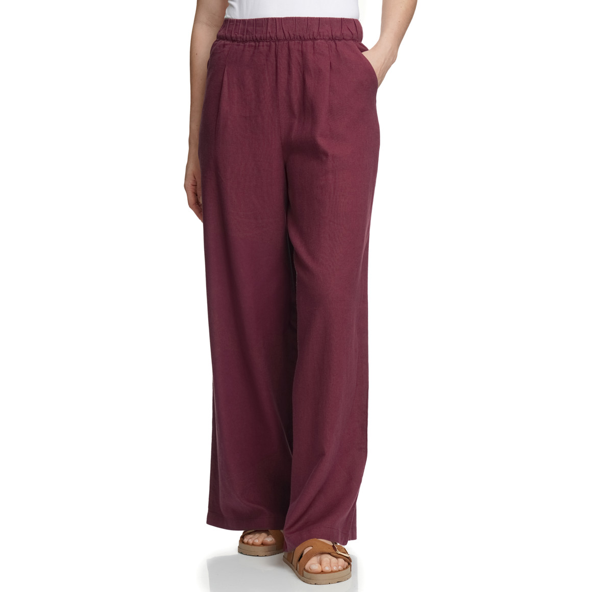 Damen Leinenhose im Wide-Leg-Style