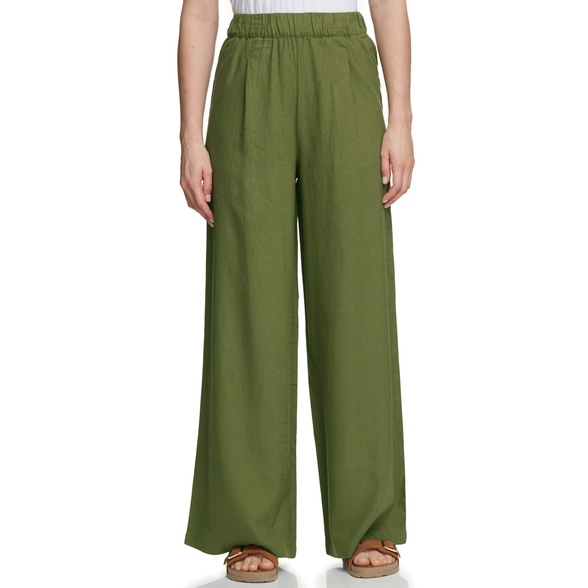 Damen Leinenhose im Wide-Leg-Style