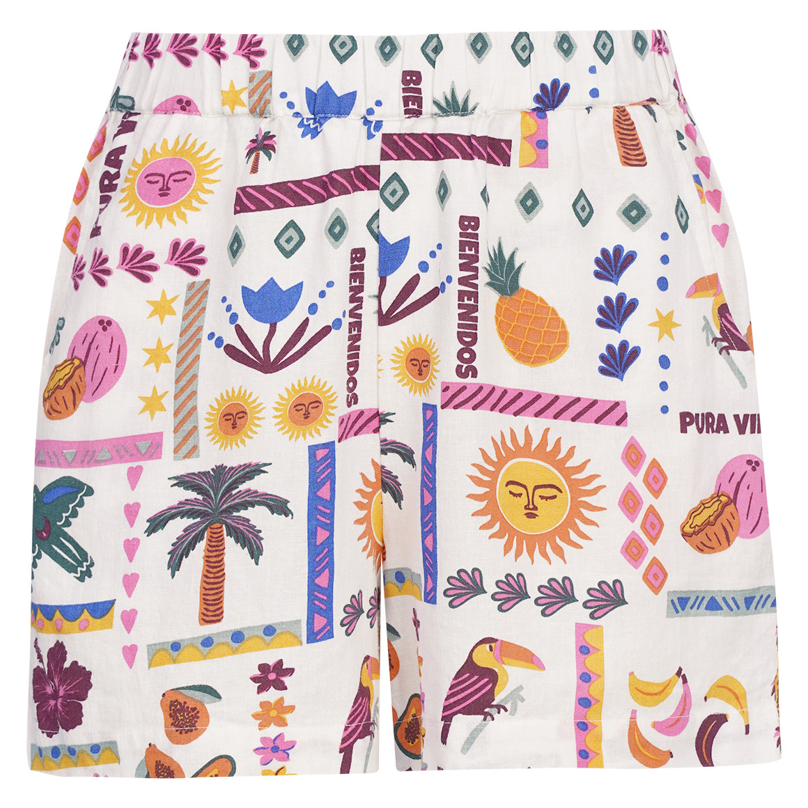 Damen Leinenshorts mit Allover-Print