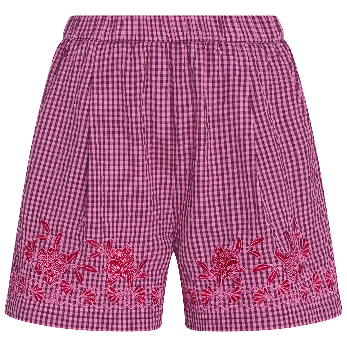 Damen Seersucker-Shorts mit Stickerei