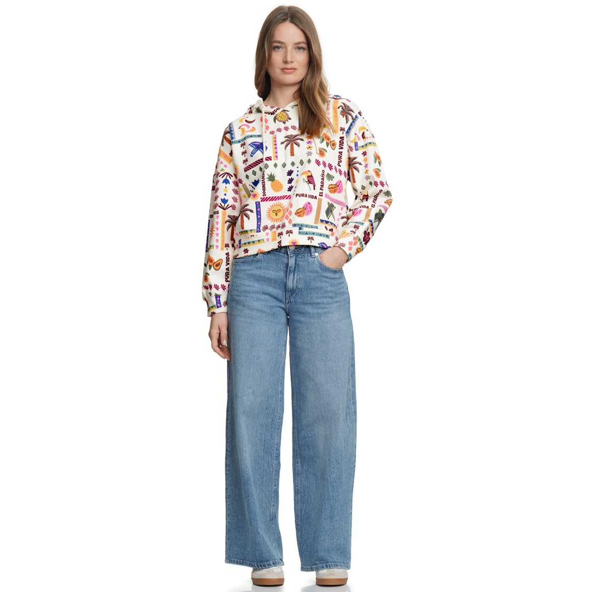 Damen Hoodie mit Allover-Print