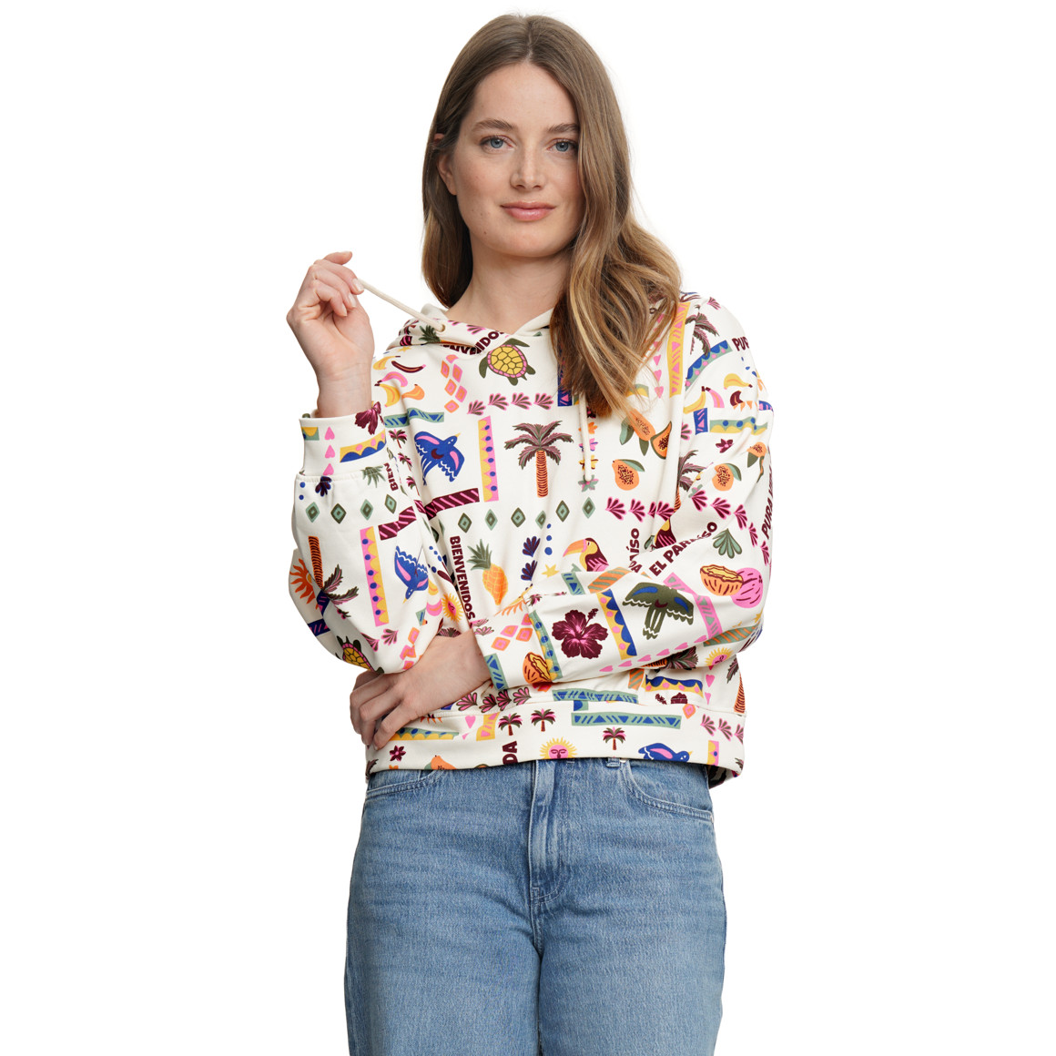 Damen Hoodie mit Allover-Print