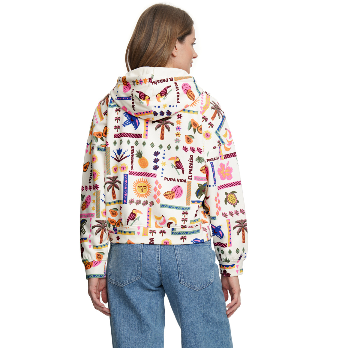 Damen Hoodie mit Allover-Print