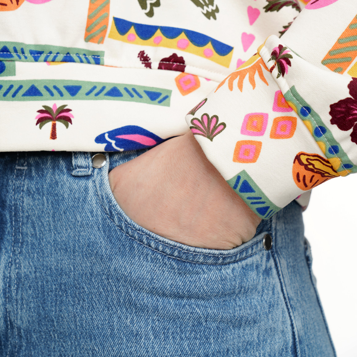 Damen Hoodie mit Allover-Print