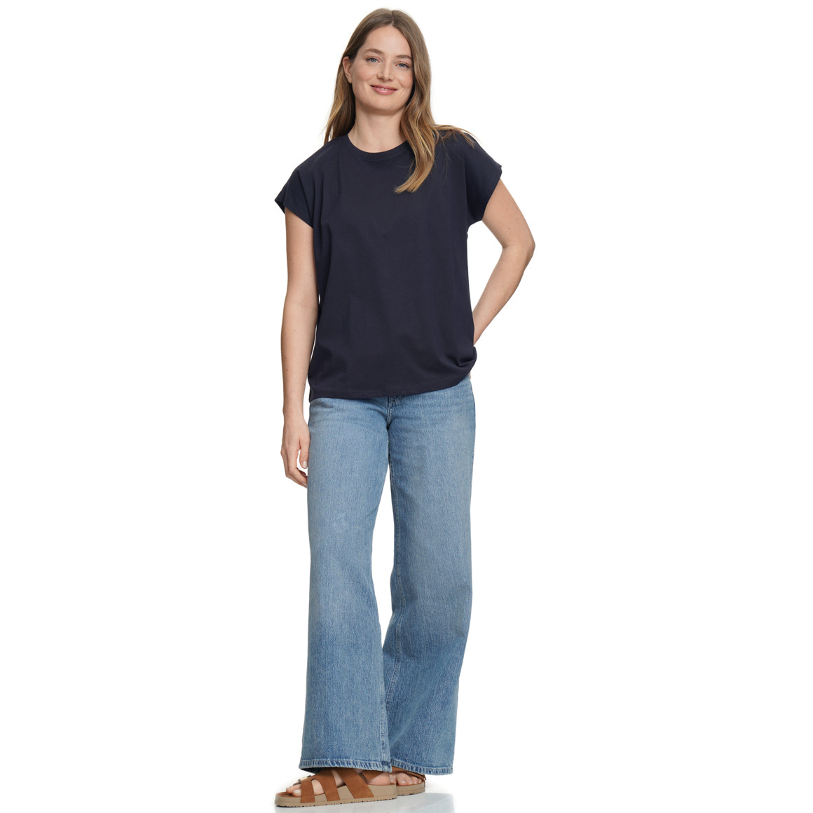 Damen T-Shirt mit überschnittenen Ärmeln