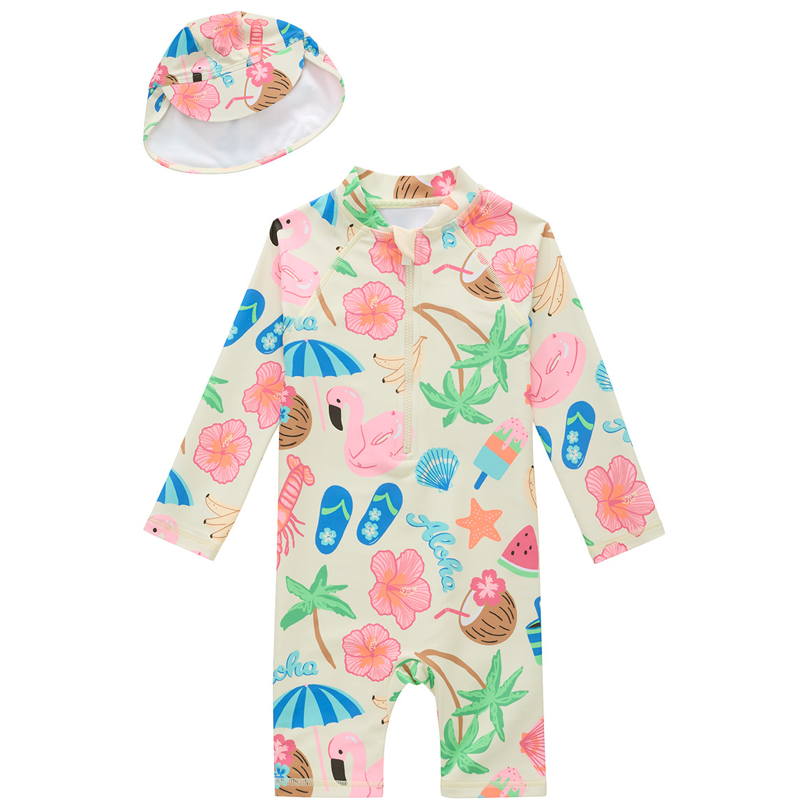 Baby UV-Set mit Badeoverall und Kappe UPF60