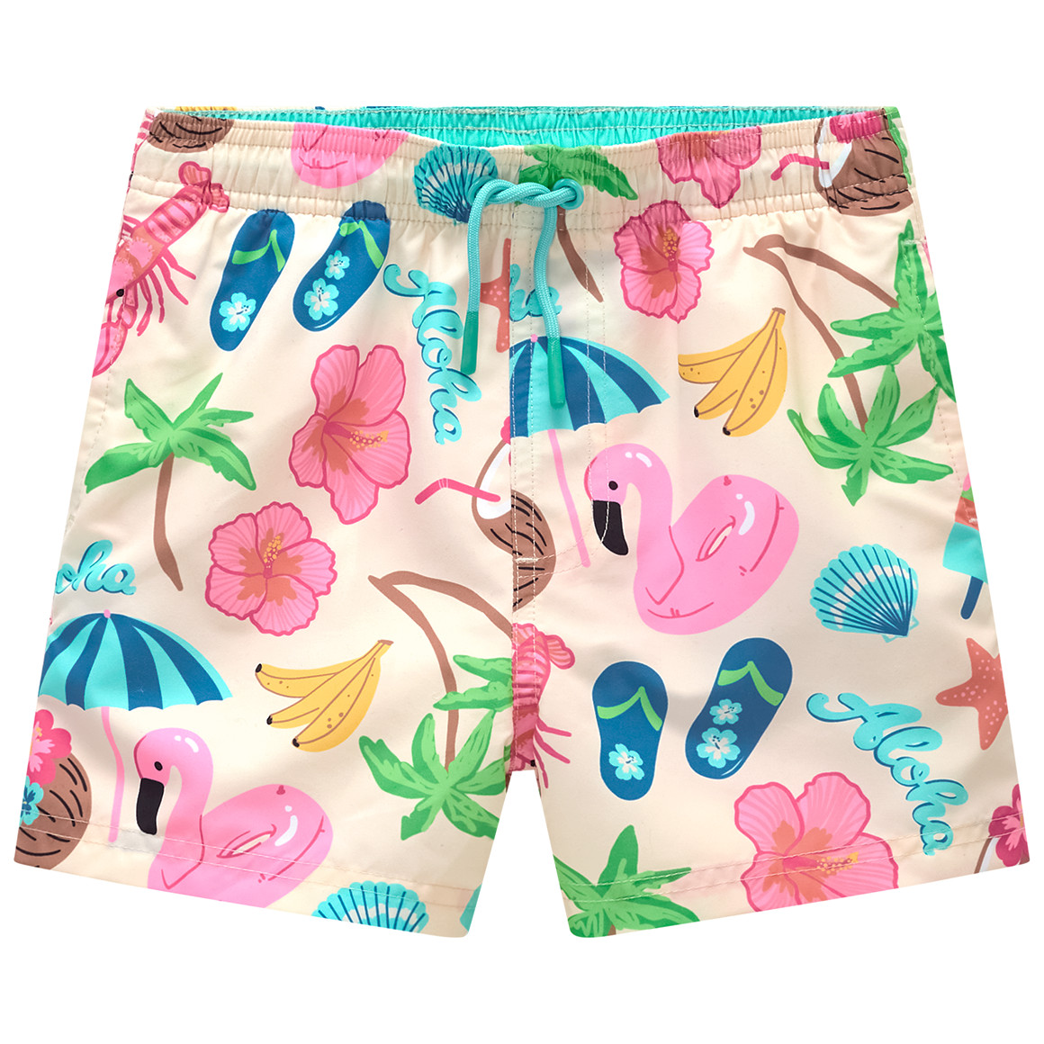 Jungen Badeshorts mit sommerlichen Motiven