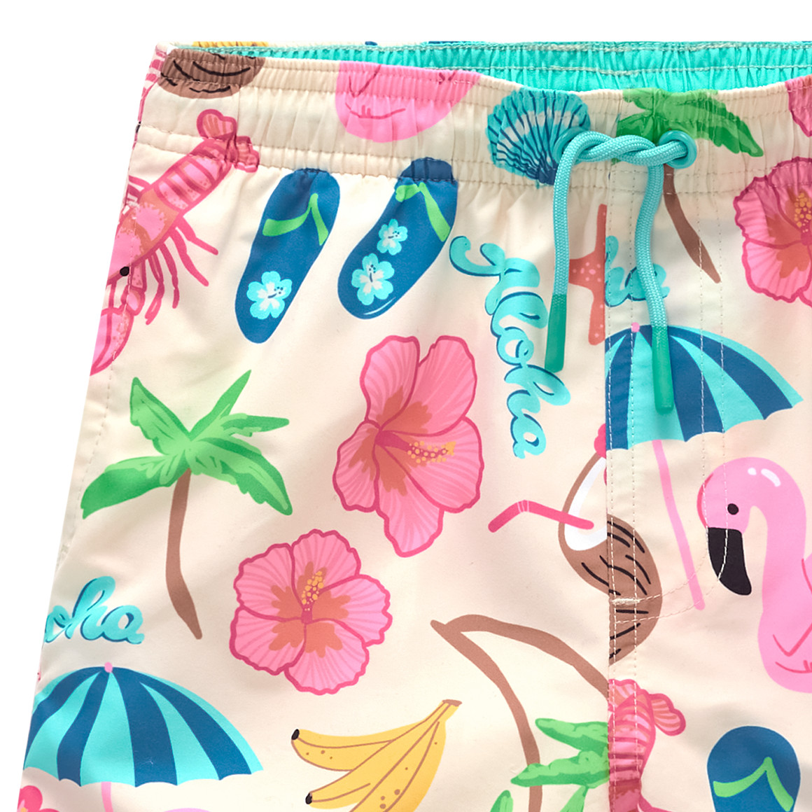 Jungen Badeshorts mit sommerlichen Motiven