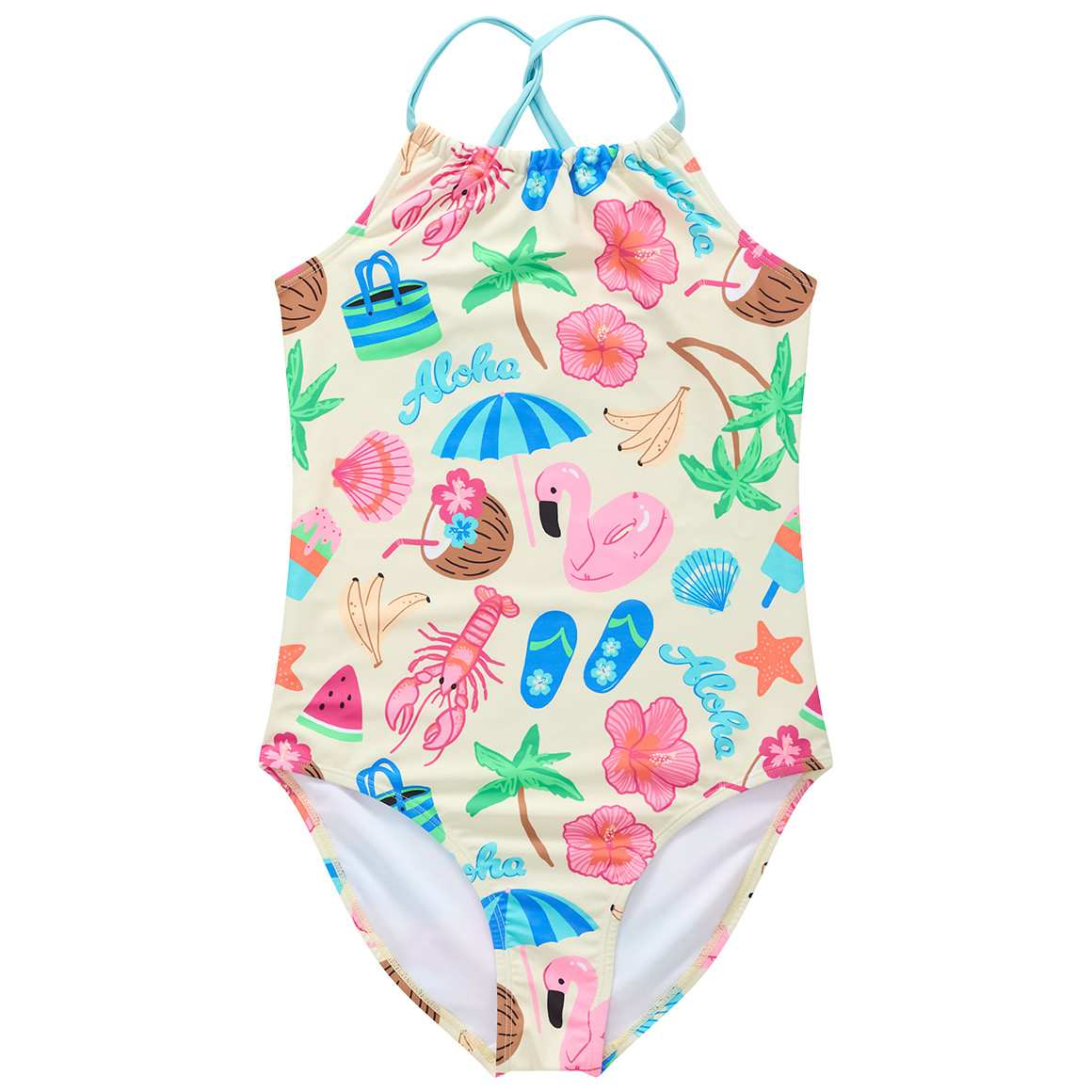 Mädchen Badeanzug mit sommerlichen Motiven