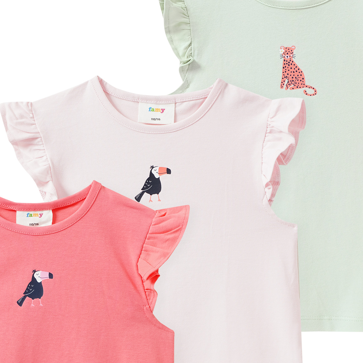 3 Mädchen T-Shirts mit Flügelärmeln